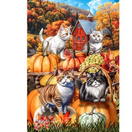 Briarwood Lane Pumpkin Patch Cats House Flag