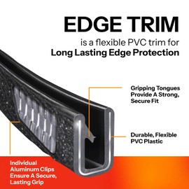 TRIM-LOK Edge Trim – Fits 3/16” Edge, 17/32” Leg Length, 25’ Length, Black, Pebble Texture – Flexible PVC Edge Protector for Sharp/Rough Surfaces, Easy to Install (100B3X3/16-25)