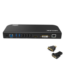 WAVLINK USB3.0 Multi-functional Docking Station Up to 2K 2048 x 1152 DVI/HDMI 2 x USB 3.0 Ports, 4 x USB 2.0 Ports, Ultra Fast Data Transfer Rate of 5Gbps, USB 3.0 High Speed Hub, Compact,
