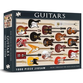 Dexc Iconic Guitars “Through The Ages” Retro 1000 Piece Classic Jigsaw Puzzle, Gifts For Men, Challenging Puzzles for Adults