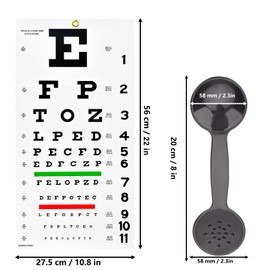 Complete Snellen Eye Exam Kit Standard 20 Feet Snellen Eye Chart 22x11 inch with 2 Pack Dual-Use Eye Occluders