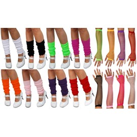 1980S BABY PINK LEG WARMERS AND FISHNET GLOVES POPSTAR ICON NEON RAVE ROLLER DISCO