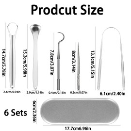 WORUIB 6 Sets Tongue Scraper, Tongue Cleaner with Travel Case,Stainless Steel Tongue Cleaner Tool for Fresh Breath,Reusable Tongue Scrapers for Adults