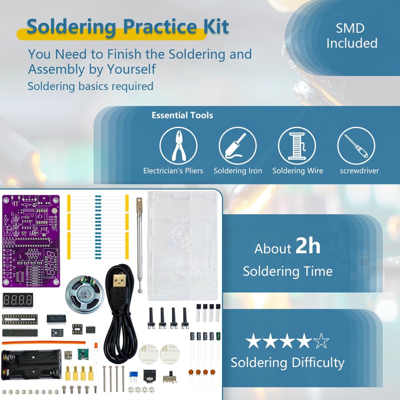 EIELE Portable Raaaadio DIY Soldering Kit 2 Power Modes Digital
