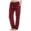 PajamaMania Women's Fleece Pajama Pants with Satin Drawstring, Red and