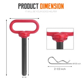 LOUZAGO 2 Pcs Hitch Pin, 3/4 x 4 Inch Tractor Towing Hitch Pin and Clip Trailer Gate Pin, Heavy Duty Lawn Mower Trailer Hitch Pins for Trailer, Boat, Car, RV, Truck (3/4 x 4 Inch)