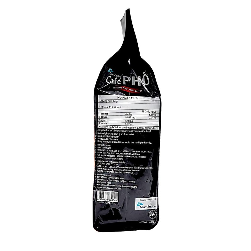 Cafe Pho Vietnamese 3in1 Instant Coffee Mix, Iced Milk Coffee,