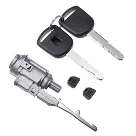 Motoforti Ignition Switch Cylinder, Steering Wheel Lock Cylinder for Honda Accord 2003-2012, Metal, with 2 Keys, without Chip, No.06351-TA0-H11, Black Silver Tone, 1 Set