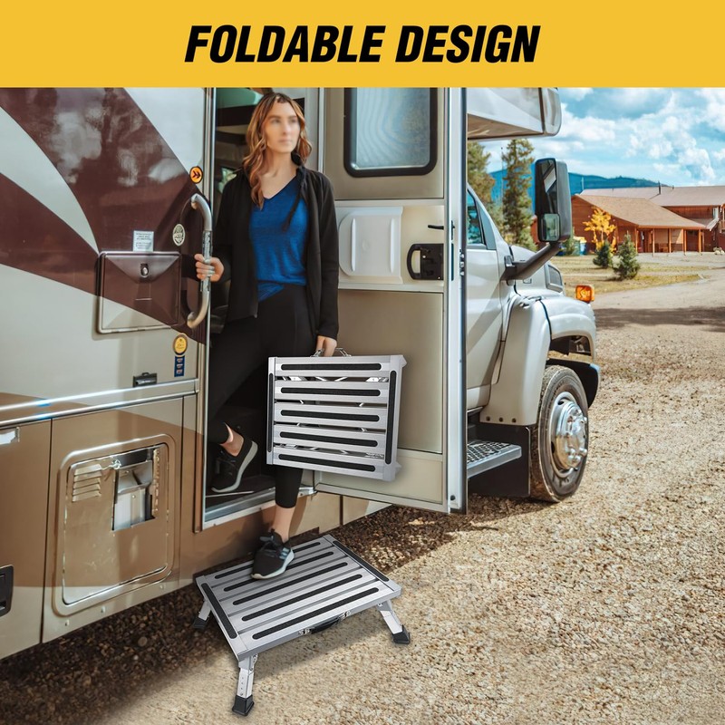 Nilight RV Step Stool Aluminum Folding Platform Steps 19x14.5 RV
