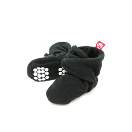 Bowbear Soft Fleece Booties with Non-Skid Material, Black 0-6 Months