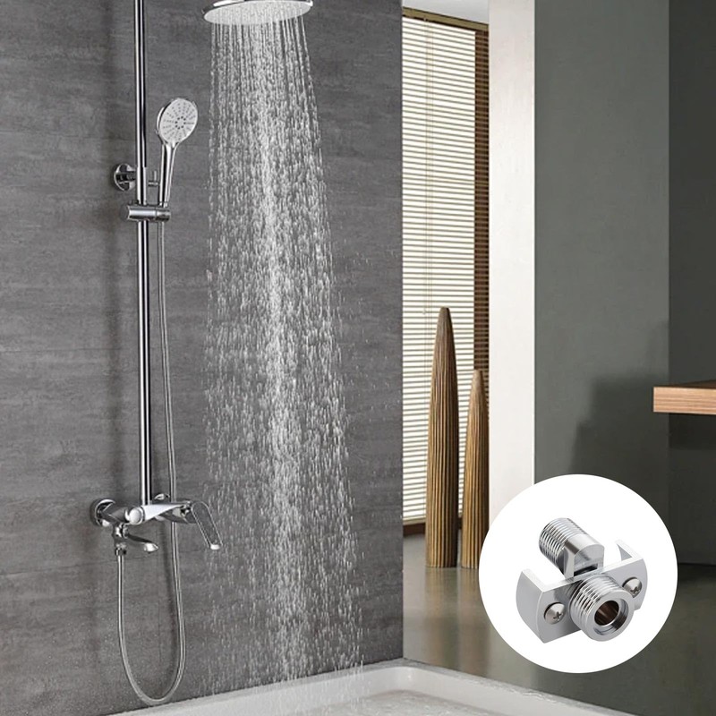 HJIAMA Shower Head Adapter, Brass Swivel Ball Joint, Silver, Electroplating