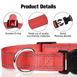Dog Collar，Reflective Dog Collar with Buckle Adjustable Safety Nylon Collars Pet Collar for Small Medium Large Dogs