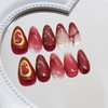 24Pcs Ombre Red Press on Nails Medium Almond Fake Nails