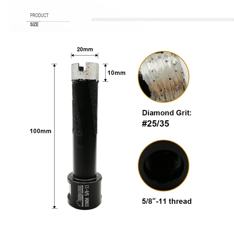 SHDIATOOL Diamond Core Drill Bits Diameter 20mm for Hard Stone