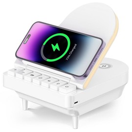 Dreamegg 9 in 1 Unique Gift,Piano Bluetooth Speaker with 3 in 1 Wireless Charging Station,White Noise Machine Adjustable Night Light Sleep Timer,Best Anniversary Birthday Gifts for Home Bedroom - Color: White