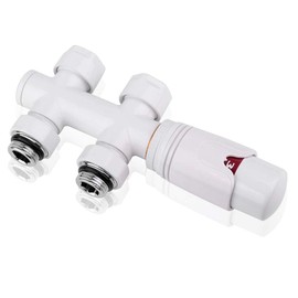 S SIENOC 3/4 to 1/2 H Valve White Connection Set Centre Connection / Radiator Valves Thermostat for Bathroom Radiators with Two-Tube System Radiator Centre Connection for 16 mm Aluminium Composite