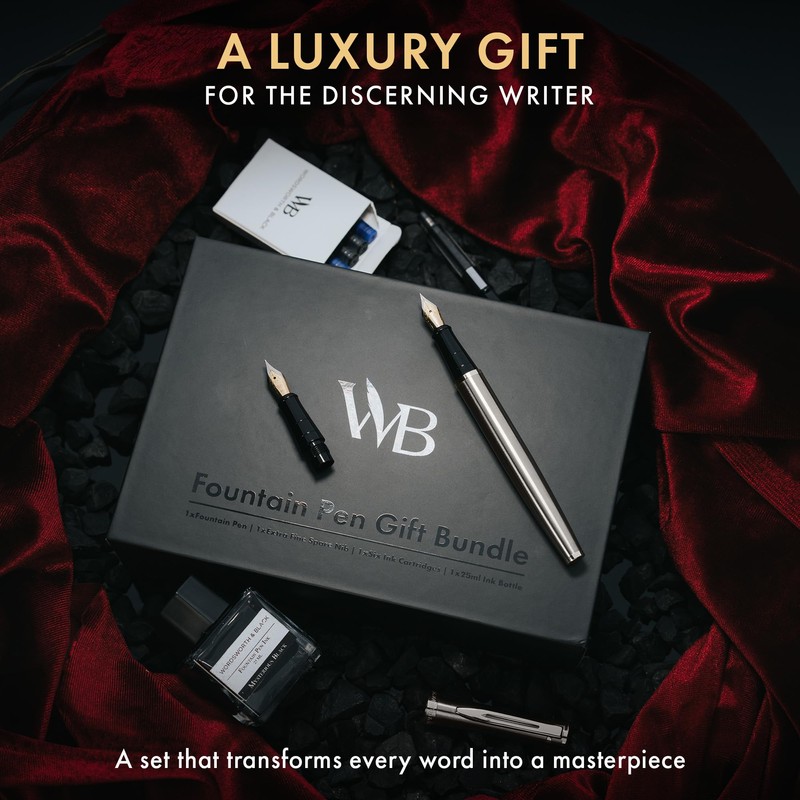Wordsworth & Black Fountain Pen Set,18K Gilded Medium and Extra