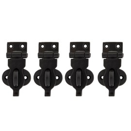 STALLION HARDWARE Length 3Inch Black Iron Hasp Latch Rust-Proof Black Powder Coat Finish, Set of 4