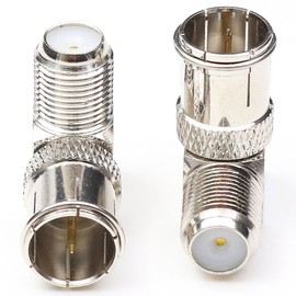 ANHAN Conectores coaxiales de ángulo recto F macho a hembra, adaptadores tipo F, conectores coaxiales RG6 de conexión rápida para TV, antena, divisor, amplificador, 2 paquetes