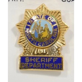 GA-REL NORTH CAROLINA STATE SEAL GOLD TIE PIN C504 STYLE SHERIFF DEPARTMENT BADGE