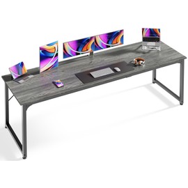 Huuger Computer Desk, 80 Inch Office Desk, Gaming Desk with Storage, Writing Desk Work Desk for Home Office, Study, Long Simple Desk, Large Legroom, Metal Frame, Grey