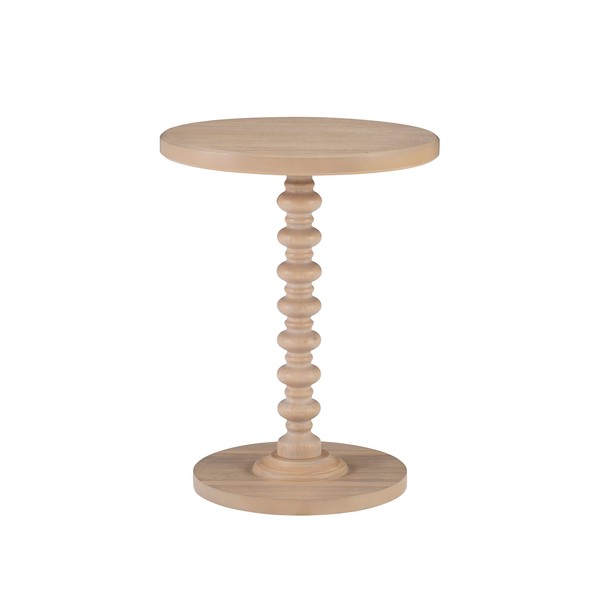 Powell Natural Tarkin Round Wood Turned Spindle Pedestal Side Accent