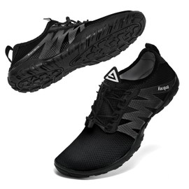 Racqua Womens Mens Water Swim Shoes Quick Dry Aqua Lightweight Sports Barefoot Shoes Beach Surfing Kayaking Black 5.5 W/4.5 M