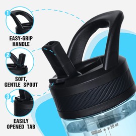 OLDLEY 20 kids Water Bottle with Straw,Tritan BPA-Free,Leak-Proof Design for Travel,Home, School, (Clear)