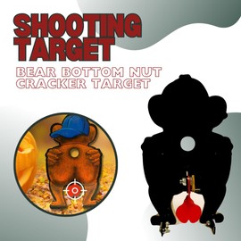 HHH Hunting® Bear Bottom Nut Cracker Target Shooting Targets Freestanding Shooting Gallery Set Air Gun Rifle Airgun Hunting Moving Target Practice Gun Target Air Rifle Target Airsoft Gun