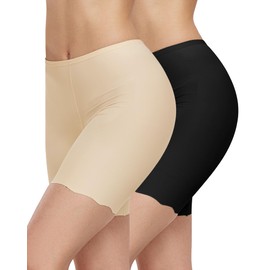 Blueinn Smooth Loose Fitting Anti Chafing Shorts for Under Dresses Women Slip Shorts Seamless Boyshorts Panties nu/bk-XL