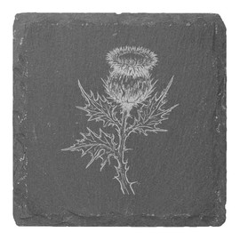 4 x 'Scottish Thistle' 10cm Square Slate Coasters (CR00214095)