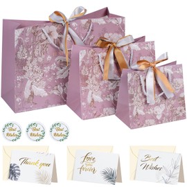 MEIQIAOLEI Wrapping Bag, Handbag, Paper Bag, Gift Bag with Ribbon, Set of 3, Gift, Wrapping, Christmas, Birthday, Packaging, Valentine's Day, Gift, Present (1)