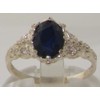 LetsBuyGold 925 Sterling Silver Real Genuine Sapphire Womens Band Ring