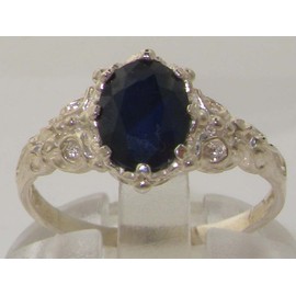LetsBuyGold 925 Sterling Silver Real Genuine Sapphire Womens Band Ring - Size 7