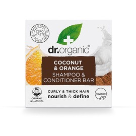 Dr Organic Shampoo & Conditioner Bar Coconut & Orange Curly & Thick Hair 75g