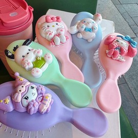 My Melody Cartoon Girl Heart Cute Print Portable Air Cushion Hair Brush, Gentle on Hair 18 One Size/Merlot 20ea