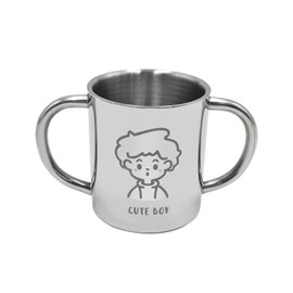 ERHAHOKM Double Handled Stainless Steel Kids Cup,Food - Grade, Easy - Grip for Toddlers, Ideal for Milk/Juice, Durable & Dishwasher Safe, Perfect for Home & Daycare Use