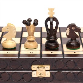 Husaria European International Chess Wooden Game Set, King's Classic - 14 Inches Medium Size Chess Set with Handcrafted Chessmen and Felted Folding Board