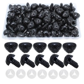 100Pcs Black Plastic Noses and Secure Washers - Thalinfayi 14*18mm Safety Nose Crochet Craft Nose with Unique Innovative Secure Washer for Amigurumi, Crafts, Crochet Doll DIY Stuffies Working Supplies