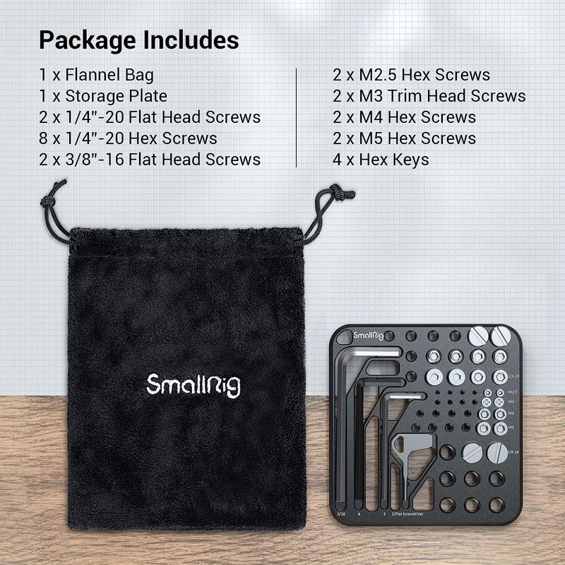SMALLRIG Screwdriver Screws Set, Plate with 1/4"-20 3/8"-16 M2.5 M3