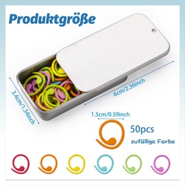 Tundi Stitch Markers, 50 Pieces Spiral Colorful Crochet Metal Stitch Markers for Crochet Clothes Labels DIY Craft Projects with Storage Box