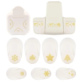 Vaessen Creative Punch Set – Motif Punch – Christmas – 9 Pieces – Coloured Paper and Craft Material up to 250 g/m² – for Crafts with Paper and Scrapbooking, White Gold
