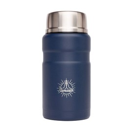 Bodhi Insulated food container made of stainless steel with Namaste motif, to-go thermal lunch box for hot food, soup, baby food, double-walled food container with folding spoon, size: 750 ml