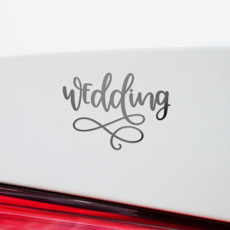 Decal Stickers of Wedding (Metallic Silver) (Set of 2) Premium