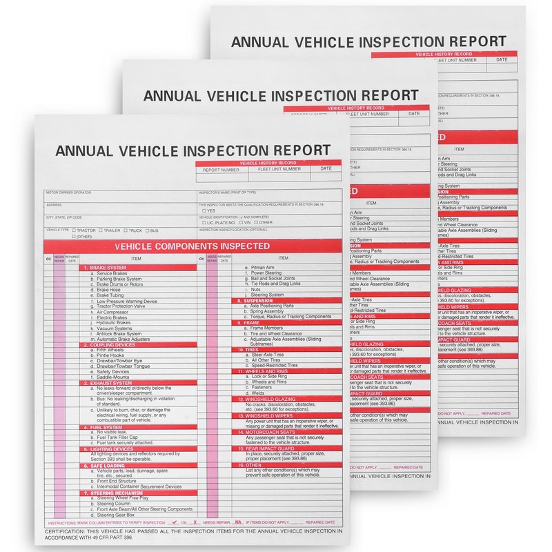 25Pack Inspection Forms and Stickers，Annual Vehicle Inspection Report，Annual Inspection Sticker，3-Ply