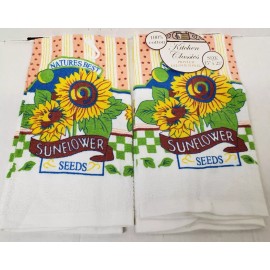Better Home 2 SAME PRINTED VELOUR KITCHEN TOWELS, 15"x25", NATURE'S BEST,SUNFLOWER
