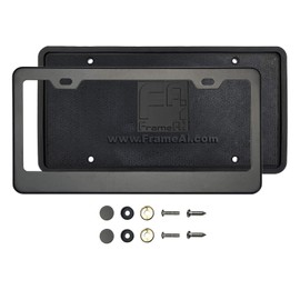 Silicone Back Guard License Plate Holder Matte Flat Black License Plate Frame T304 Stainless Steel + Metal Screw Caps