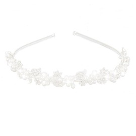 ROSENICE Bridal Wedding Tiara Rhinestone Pearl Flower Headband Headband 1st (Silver), Alloy, rhinestone, pearls, Crystal