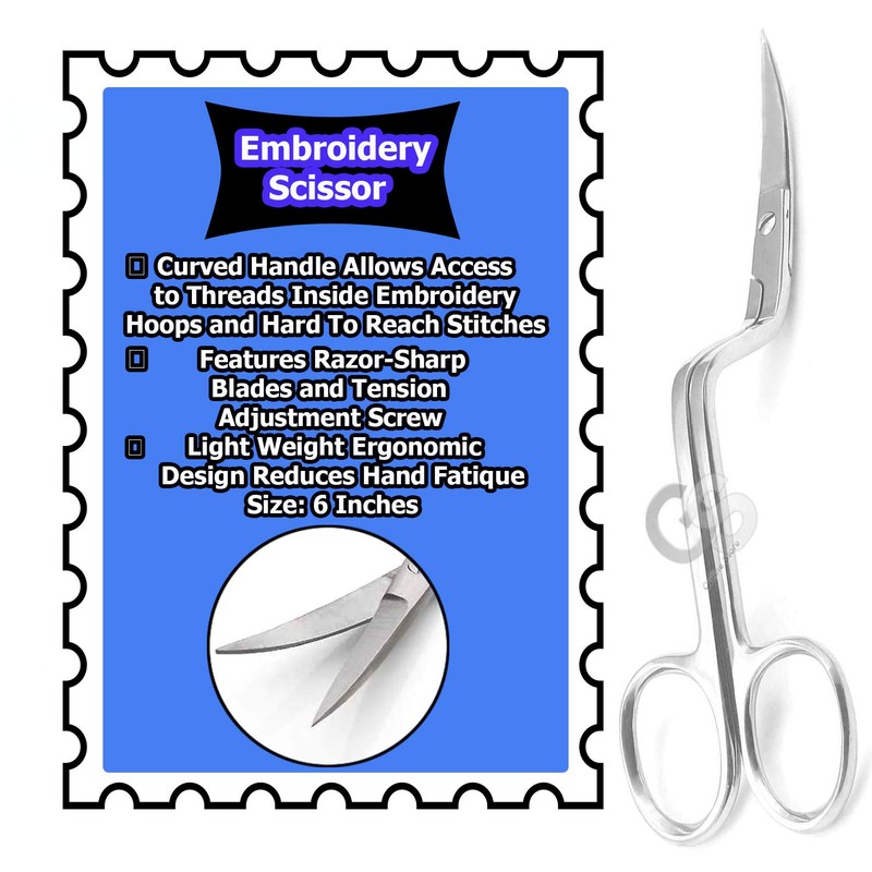 G.S 6" PRO BENT HANDLE CURVED EMBROIDERY SCISSORS SEWING