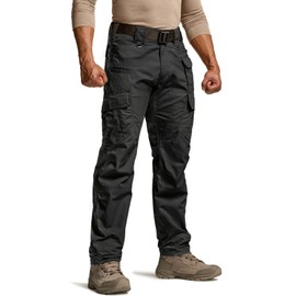 CQR Men's Tactical Pants, Water Resistant Ripstop Cargo Pants, Lightweight EDC Work Hiking Pants, Outdoor Apparel, Duratex Mag Pocket Black, 30W x 30L